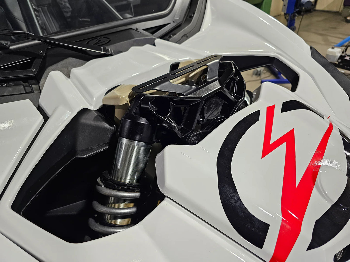 EOD 2017 to Current Can-Am X3 Maverick Upper Shock Mount Brace with adjustable light mount bracket with Gun Metal finish