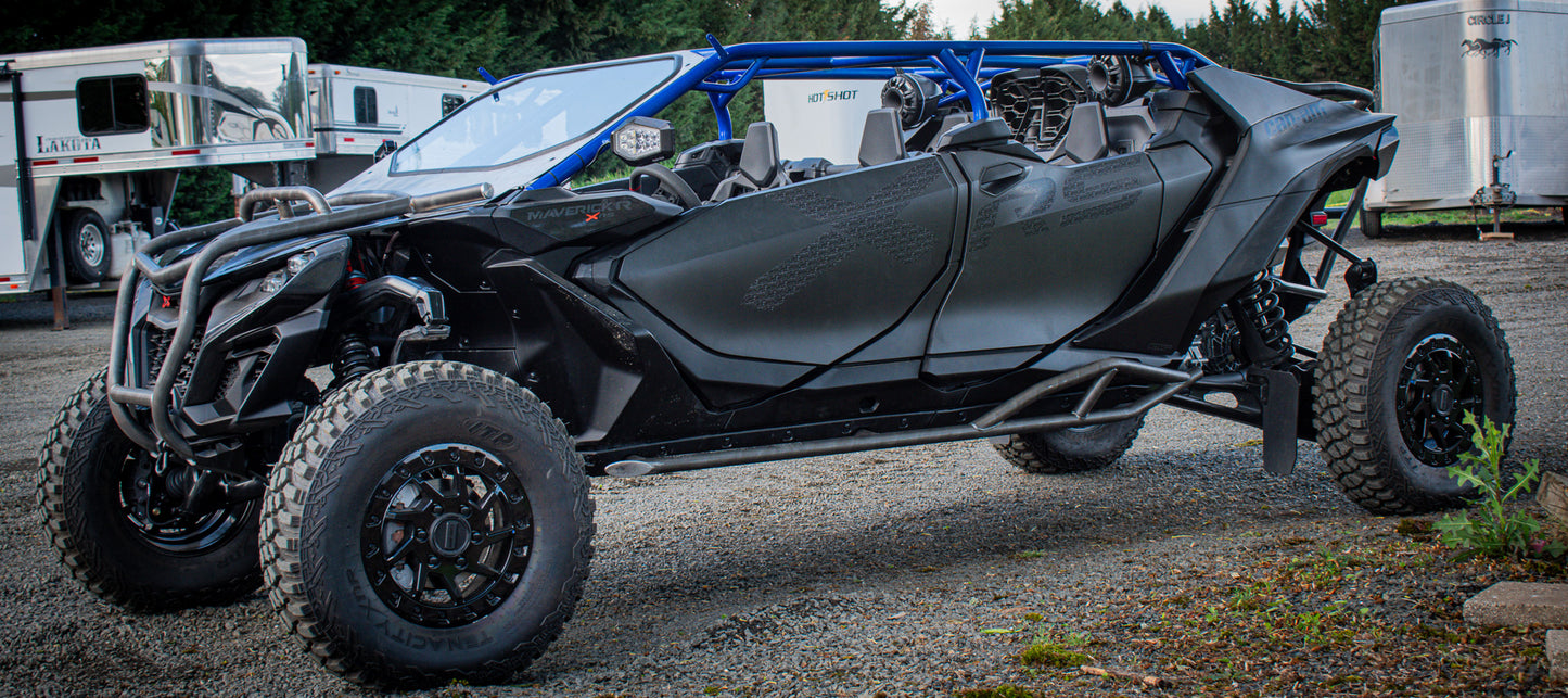 grey can-am maverick r max wci roll cage and sliders 