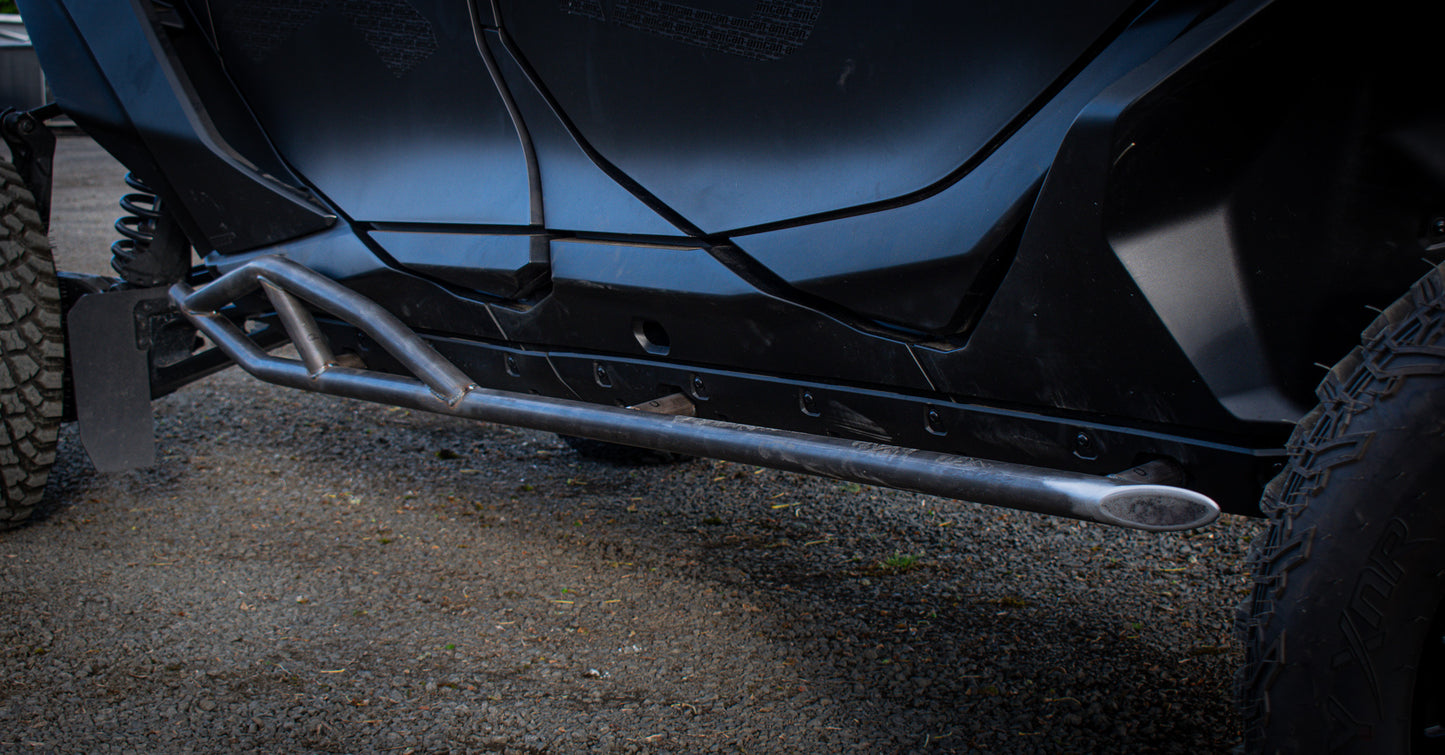 close up of maverick r from the side showing wci mav r max rock sliders raw 